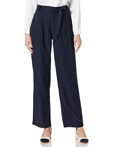 Mexx Straight Leg Pants with Belt Pantalones, Azul Zafiro (Navy), L para Mujer