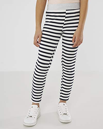 Mexx Stripe Legging with Lurex Elastic Waist Mallas de Rayas con Cintura, Azul Zafiro (Navy), 110-116 cm para Niñas