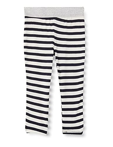 Mexx Stripe Legging with Lurex Elastic Waist Mallas de Rayas con Cintura, Azul Zafiro (Navy), 110-116 cm para Niñas