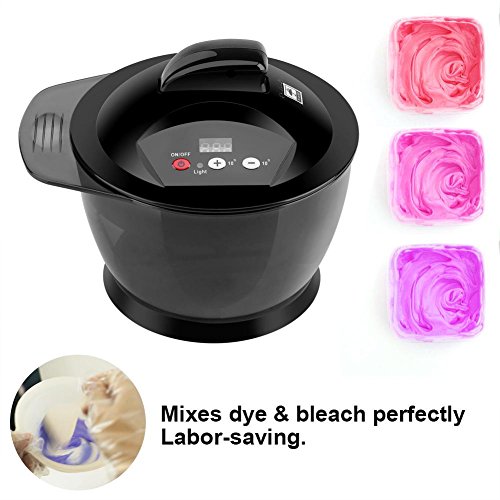 Mezclador de crema para el cabello, eléctrico USB recargable LCD Tiempo de visualización Mezclador automático del color del pelo Bowl, para el salón de belleza Color del tinte