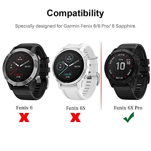 Miimall Protectora de Pantalla para Garmin Fenix 6X/ 6X Pro/ 6X Pro Solar con Tapón de Polvo, Alta Definición Película Vidrio Templado y Tapones Antipolvo para Garmin Fenix 6X - Multicolores