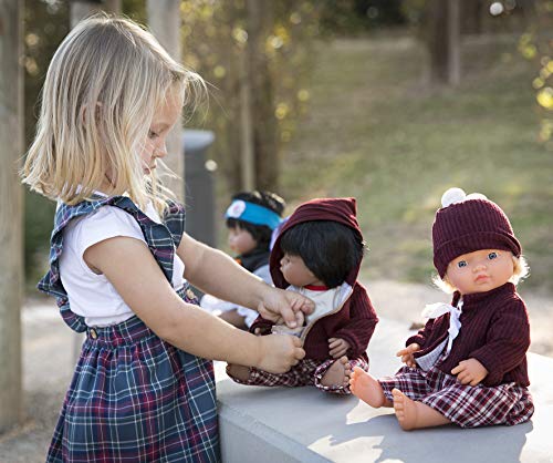 Miniland – Muñeco bebé Africana Niña de vinilo suave de 38cm con rasgos étnicos y sexuado para el aprendizaje de la diversidad con suave y agradable perfume. Presentado en caja de regalo.