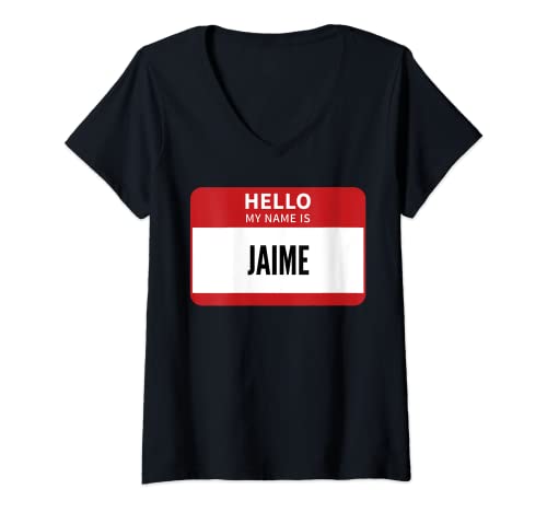 Mujer Jaime Nombre Etiqueta, Hola Mi Nombre Es Jaime Camiseta Cuello V