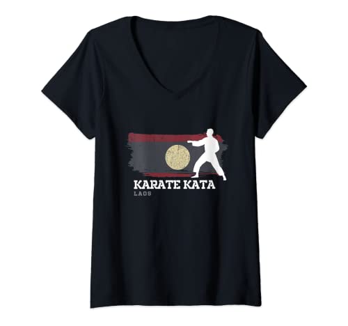 Mujer Laos Karate Kata Artes marciales Karate Camiseta Cuello V