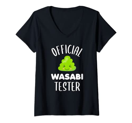 Mujer Lindo Sushi Amante Kawaii Anime Picante Comida Japonesa Wasabi Camiseta Cuello V