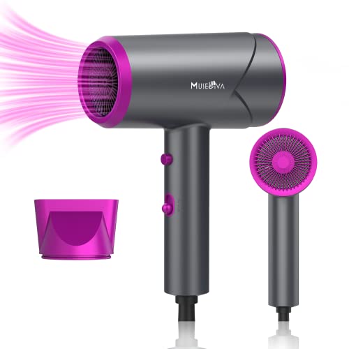 MuseDiva Secador Pelo Iónico Profesional - Hair Dryer Rápido 1800W Secador Ligero de Iones Negativos con Botón de Calor Frío para Salón Casa Niños y Embarazadas