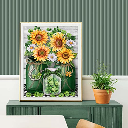 MXJSUA 5D Diamond Painting Kit Completo Diamond Painting Flores Bordado Diamante 5D Pintura Diamante DIY 5D Diamond Painting Flores Decoración de la pared del hogar St. Patrick's Day - Flowers 30x40cm