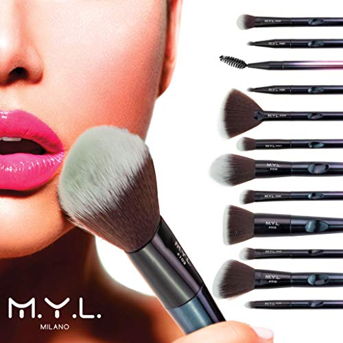 M.Y.L. Juego de pinceles de maquillaje profesional, orejas de conejo para mujer, licuadora de belleza, limpiador, bolso de mano. Idea de regalo de mujer