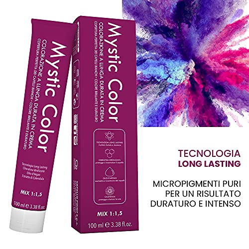 Mystic Color - Coloración Permanente en Crema con Aceite de Argán y Caléndula - Tinte de Larga Duración, Tinte Pelo Mujer - Tinte Rubio Cobrizo Oscuro Permanente 6.4-100ml