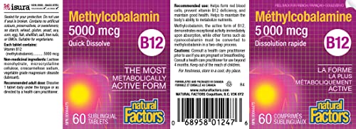 Natural Factors Methylcobalamin B12 5000mcg (5000mcg, 60 Sublingual Tablets)