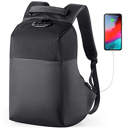 NATURALIFE 15.6" Mochila Antirrobo para Ordenadores Portátiles con Cremallera Oculta, TSA Mochila Water Proof, con Puerto de Carga USB, Gran Capacidad para Escolar, Trabajo y Viajes