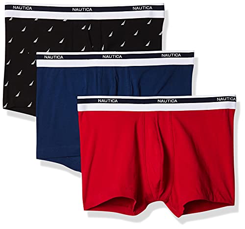 Nautica Classic Underwear Cotton Stretch Trunk Bañadores Ajustados para Hombre, Rojo/Estate Blue/Sail Negro, L