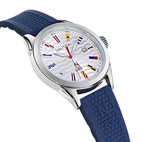 Nautica Men's Quartz Silicone Strap, Blue, 20 Casual Watch (Model: NAPHBF003)