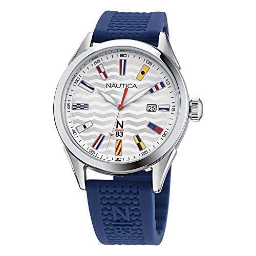 Nautica Men's Quartz Silicone Strap, Blue, 20 Casual Watch (Model: NAPHBF003)