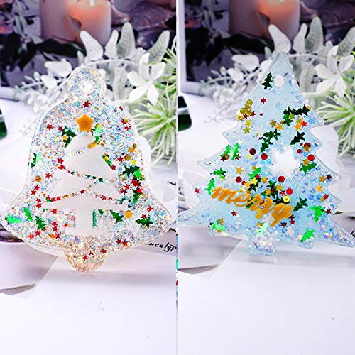 Navidad Moldes Resina, 5PCS DIY Silicona Epoxi Moldes,árbol de Navidad,Copo de Nieve,Copos de Nieve Circular,Alce,Merry Christmas Moldes de Fundición Joyas Silicona Moldes DIY Craft Decoración Regalo