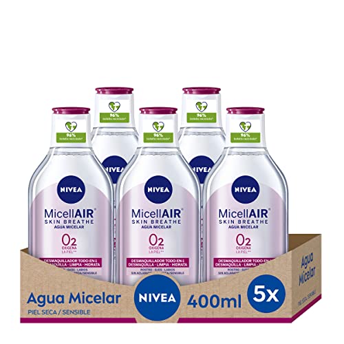 NIVEA Agua Micelar Piel Seca y Sensible 400 ml, pack de 5 unidades (5 x 400 ml)