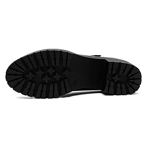 Odetina Mary Jane Lolita - Zapatos de mujer con plataforma gruesa y correa de hebilla y puntera redonda, Negro , 38 EU Schmal