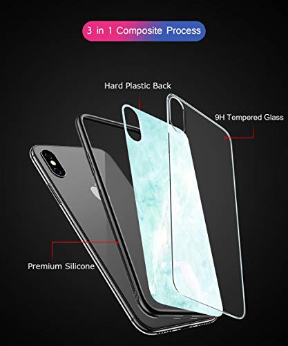 Oihxse Colorido Gradual Cristal Estilo Case Compatible con Huawei Y5 2018/Y5 Prime 2018/Honor 7S Funda Vidrio Templado Trasera Carcasa Borde de Silicona Suave Protectora Ultra Fino Anti-arañazos