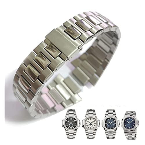 OKMIJN Correas de Reloj Pulsera de Reloj Apta para Patek Philippe Nautilus 5711 5726 Correa de Cierre Plegable Accesorios de Reloj Cadena de Correa de Reloj de Acero Inoxidable Macizo