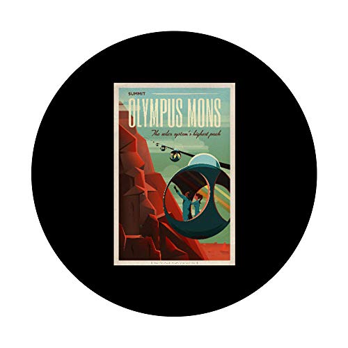 Olympus Mons Mars Colony Astronauta Exploración Espacio Retro PopSockets PopGrip Intercambiable