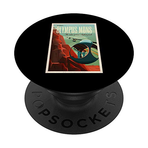 Olympus Mons Mars Colony Astronauta Exploración Espacio Retro PopSockets PopGrip Intercambiable