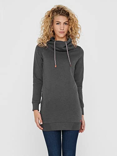 Only Onlbette L/S Long High Neck Swt Sudadera, Gris Oscuro, M para Mujer