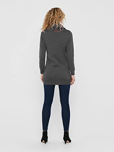 Only Onlbette L/S Long High Neck Swt Sudadera, Gris Oscuro, M para Mujer