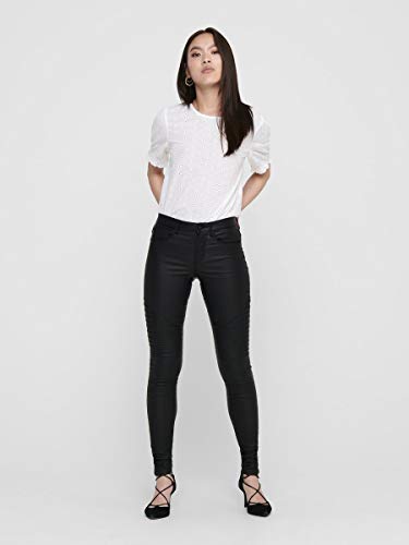 Only Onlnew Royal Coated Biker Skinny Fit Jeans Vaqueros, Negro (Black), S/30L para Mujer