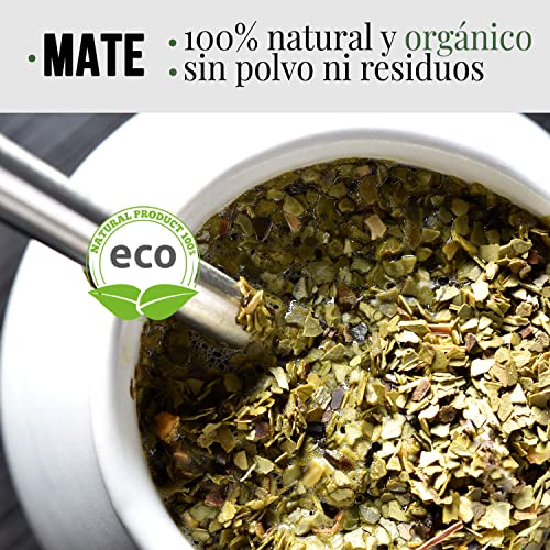 ORIGEENS KIT MATE con Calabaza Mate, Bombilla para mate y Yerba Mate Ecológico Vaso mate de Diseño en Ceramica | Cajita regalo original