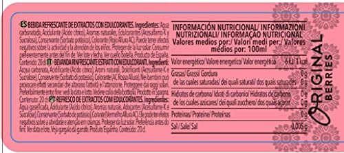 ORIGINAL Berries Premium Tonic Water 20cl- Agua Tónica rosa sabor a frambuesa - Pack de 4 unidades