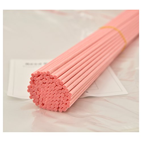 Ougual-100 piezas Varillas de repuesto Aroma, Aceite esencial Fibra Varillas para difusor para fragancias caseras (20cm*3mm, Rosado)