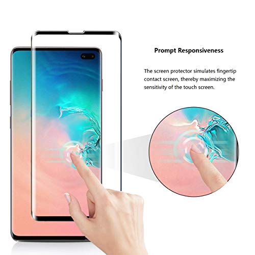 OUJD [3 Piezas] Protector de Pantalla para Samsung Galaxy S10 Plus, Transparente HD Film Cristal Templado Protector de Pantalla, 9H Dureza Sin Burbujas Anti-Arañazos - Negro