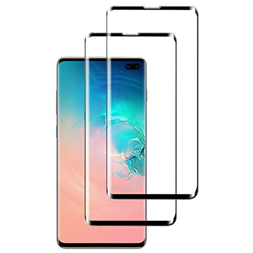 OUJD [3 Piezas] Protector de Pantalla para Samsung Galaxy S10 Plus, Transparente HD Film Cristal Templado Protector de Pantalla, 9H Dureza Sin Burbujas Anti-Arañazos - Negro