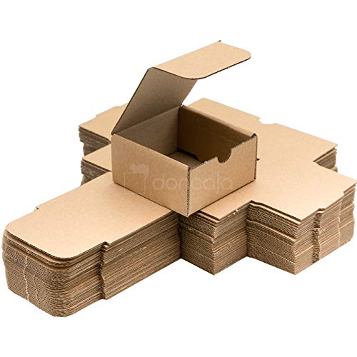 Pack cajas 7.5 x 7.5 x 4 | cartón pequeñas, para envíos ecommerce automontables kraft, paqueteria, joyería, regalo, repostería, jabón, packaging, regalos, envio postal. Medidas (Pack 25, Marrón)