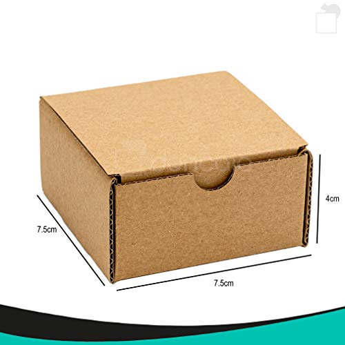 Pack cajas 7.5 x 7.5 x 4 | cartón pequeñas, para envíos ecommerce automontables kraft, paqueteria, joyería, regalo, repostería, jabón, packaging, regalos, envio postal. Medidas (Pack 25, Marrón)