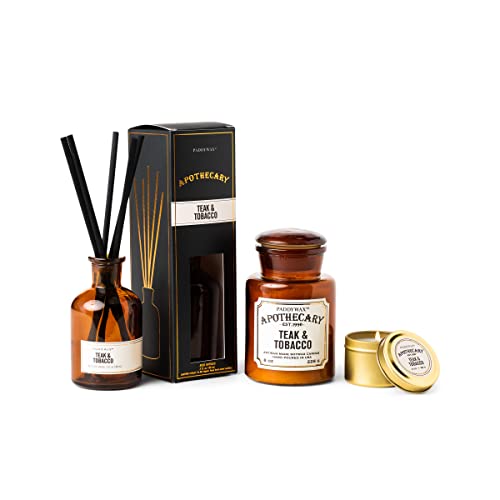 Paddywax Apothecary Collection Vela perfumada, 8 onzas, teca y tabaco