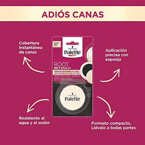 Palette Compact Root Retouch ; Retoca Raíces polvo compacto – Negro – Cubre Canas 1 unidad