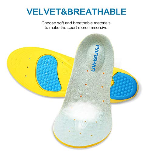 PANSHAN Plantillas Deportivas Plantilla de trabajo Plantillas ortopédicas Arch Support Fascitis Plantar pies Plana Dolor en el talón Trasera Unisex (EU 42-45)