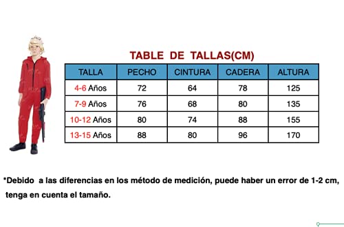 Partilandia Disfraz Mono Rojo Cremallera Traje de Cosplay Niños Niñas para Carnaval Halloween Teatro Actuaciones (7-9 niño)