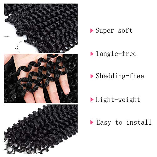 Passion Twist Crochet pelo 6 paquetes de 18 pulgadas QingJun- Bohemia pre bucles sintético ondulado de agua natural trenzas de ganchillo pasión torcido pelo para mujeres negras (18 pulgadas 1B)