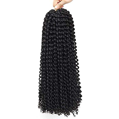 Passion Twist Crochet pelo 6 paquetes de 18 pulgadas QingJun- Bohemia pre bucles sintético ondulado de agua natural trenzas de ganchillo pasión torcido pelo para mujeres negras (18 pulgadas 1B)