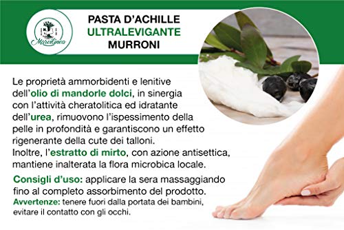 Pasta de Aquiles ultralevigante Murroni Crema para el cuidado de los pies para talones secos y agrietados, con urea, aceite de almendras dulces y mirto. 100 g