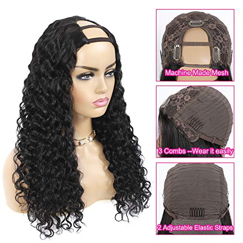 Pelo natural pelucas ondas mujer pelo natural rizado U Part Half human hair wigs for black woman humano peluca negra larga virgin hair Extensiones deep curly