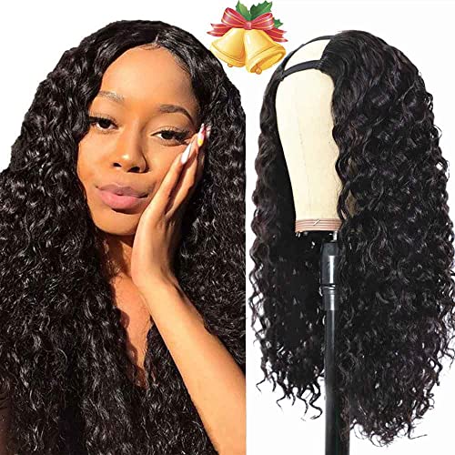 Pelo natural pelucas ondas mujer pelo natural rizado U Part Half human hair wigs for black woman humano peluca negra larga virgin hair Extensiones deep curly