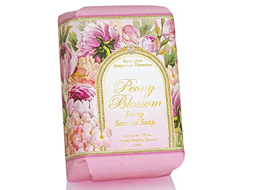 Peony Blossom, Jabón con aroma de peonía, pack regalo 3 pastillas de 200 g, Jabón artesanal italiano de Saponificio Artigianale Fiorentino