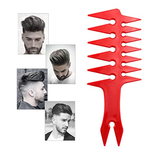 perfeclan Peines profesionales para peinar Pompadour para hombres, peine de horquilla de dientes anchos, peine para el cabello rizado y desenredado esponjoso, rojo