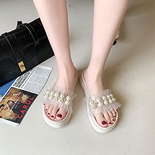 Perferct Hawaianas Mujer Chanclas,Pearl con Zapatillas, Mujer 2021 New Summer Fashion Network Red Thick Spress Ultra-Fire Beach Desfila Zapatos.-UE 36 (23cm / 9.05")_a