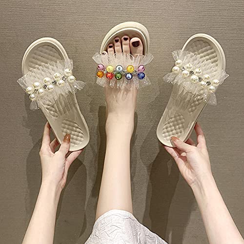 Perferct Hawaianas Mujer Chanclas,Pearl con Zapatillas, Mujer 2021 New Summer Fashion Network Red Thick Spress Ultra-Fire Beach Desfila Zapatos.-UE 36 (23cm / 9.05")_a