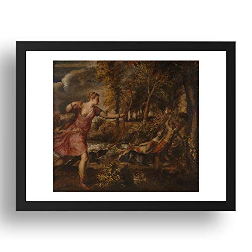 Period Prints - Impresión de la muerte de actaeón por Tiziano, ca.1559-75, arte vintage, reproducción A3 en 17x13 (A3) Black Frame