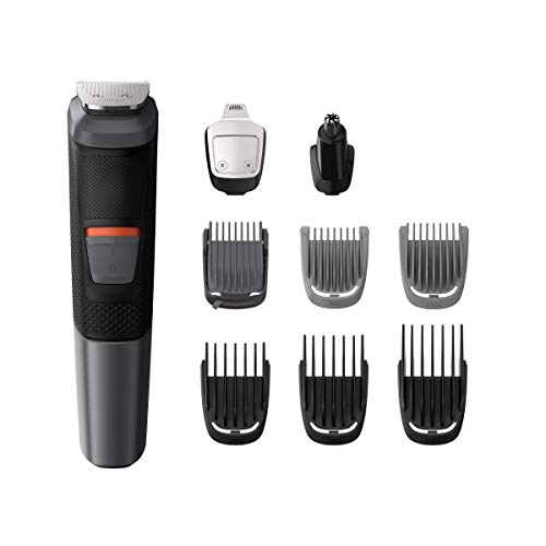 Philips MG5720/18 Recortadora 9 en 1 Maquina recortadora de barba y Cortapelos para hombre cara y cabeza, accesorios para nariz y orejas, 80 minutos de autonomía, Negro